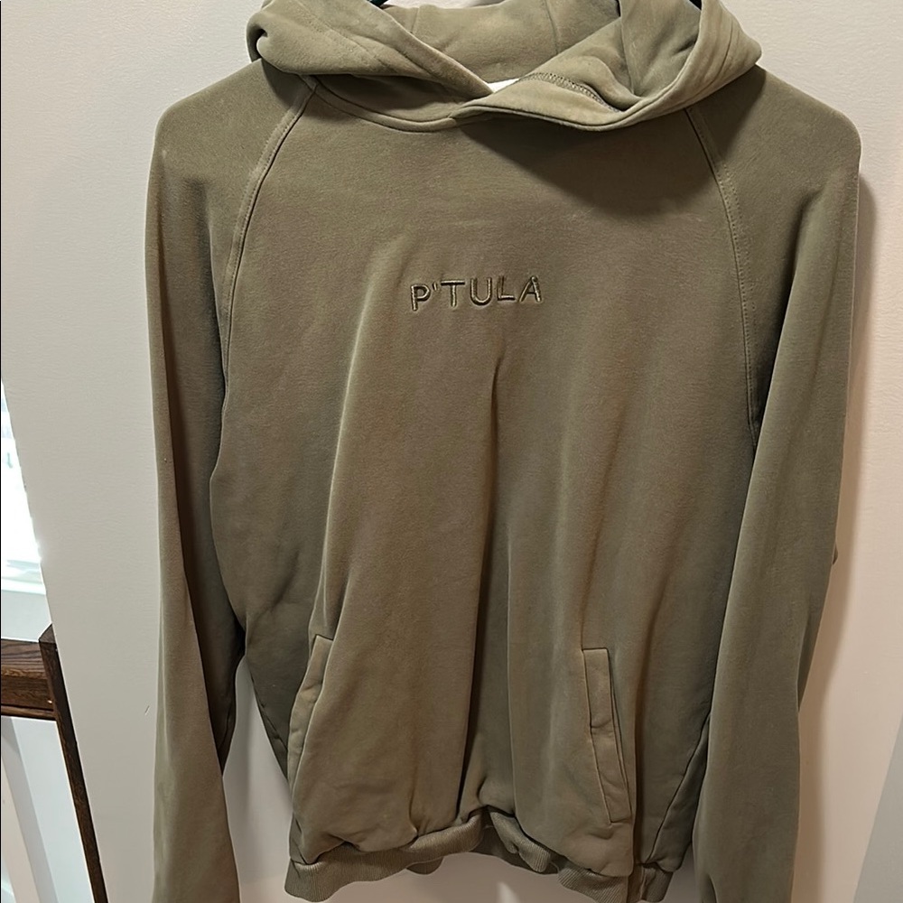 P'tula Olive Green Sweater Relaxed Fit Crew Neck